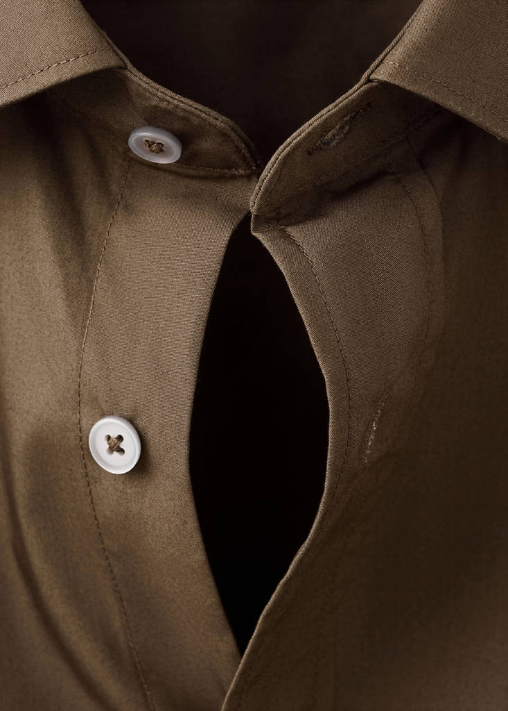 Regular-fit 100% cotton shirt — Tobacco Brown