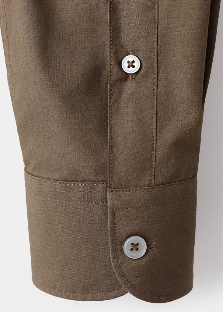 Regular-fit 100% cotton shirt — Tobacco Brown