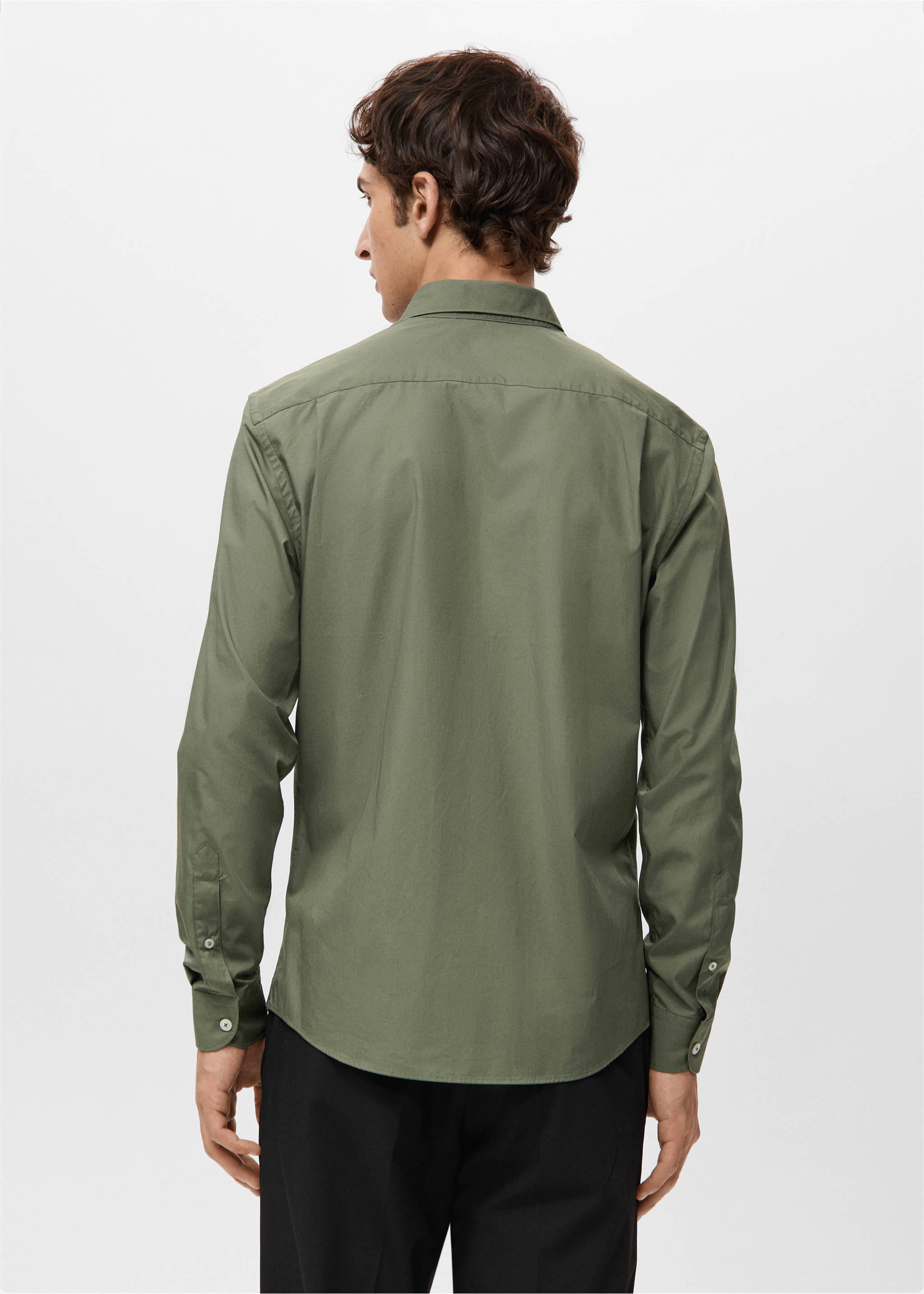 Regular-fit 100% cotton shirt - Reverse of the article, Khaki. Ref: 27091290-00.