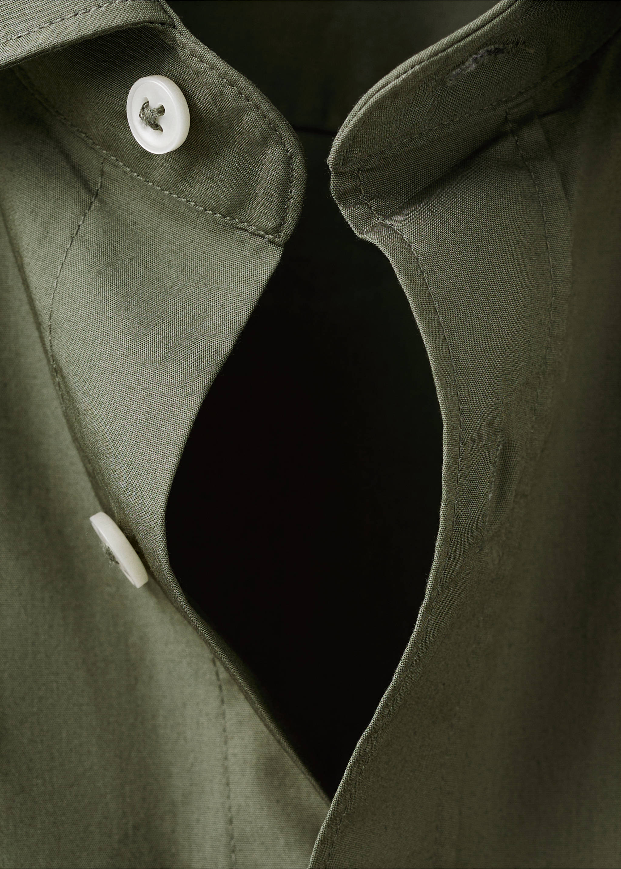 Regular-fit 100% cotton shirt - Details of the article 8, Khaki. Ref: 27091290-00.