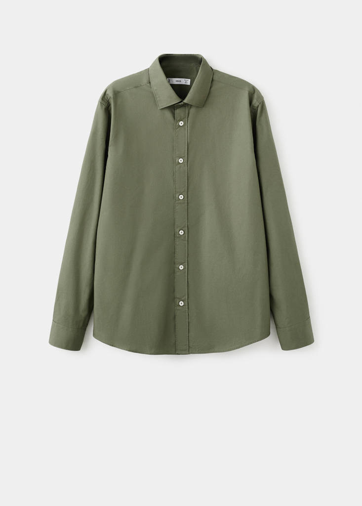 Regular-fit 100% cotton shirt — Khaki