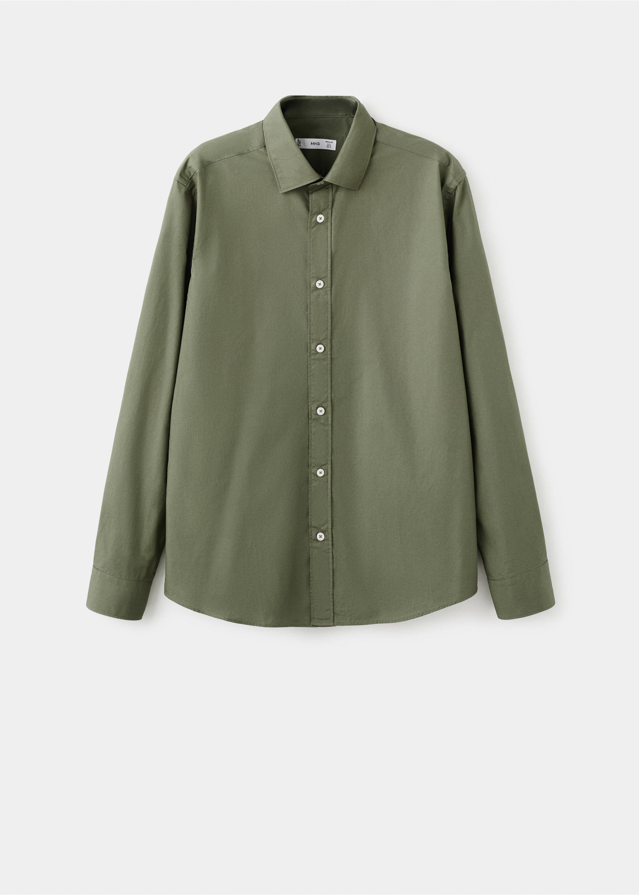 เสื้อเชิ้ตผ้าฝ้าย 100% ทรงพอดีตัว - สินค้าที่ไม่มีแบบ, สีกากี. Ref: 27091290-00.
