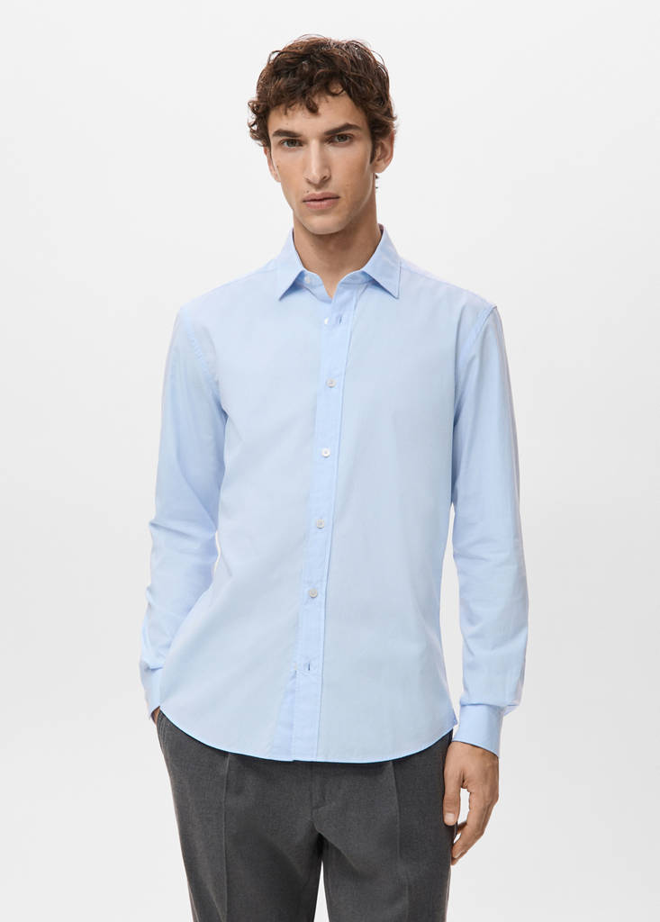 Regular-fit 100% cotton shirt — Sky Blue