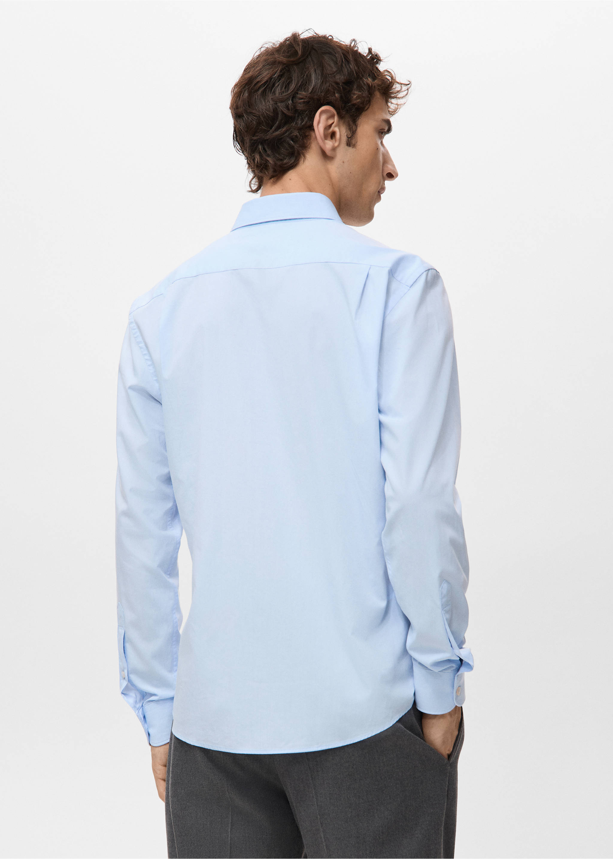 Camisa 100% algodón regular fit - Reverso del artículo, Azul celeste. Ref: 27091290-00.