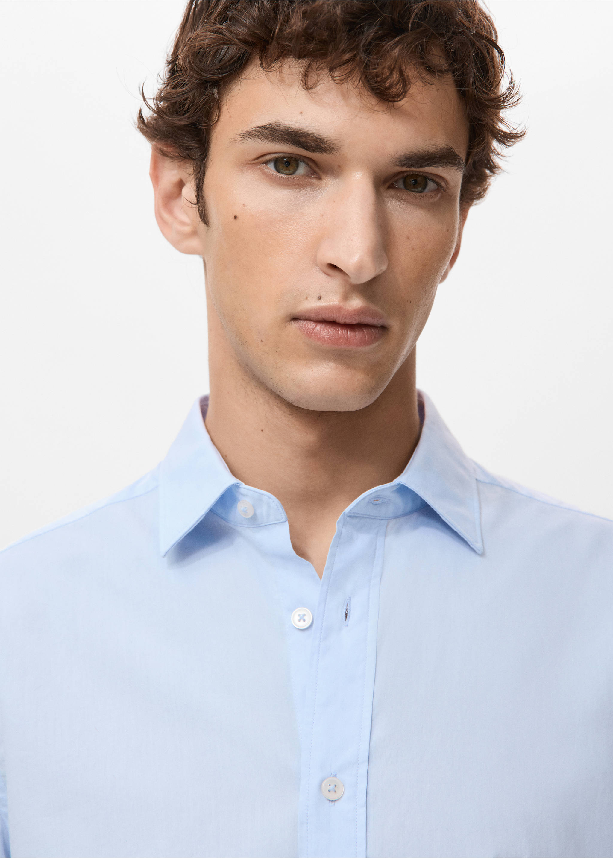 Camisa 100% algodón regular fit - Detalle del artículo 1, Azul celeste. Ref: 27091290-00.