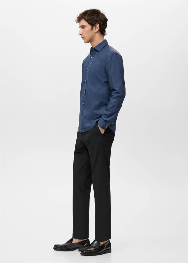 Regular-fit 100% cotton shirt — Navy