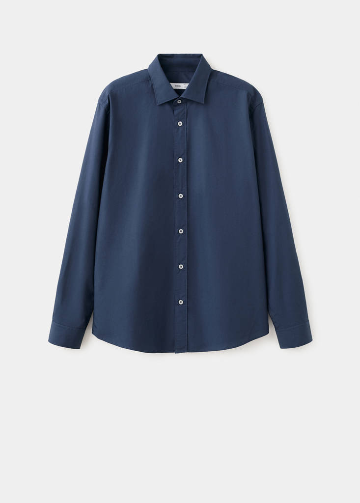 Regular-fit 100% cotton shirt — Navy