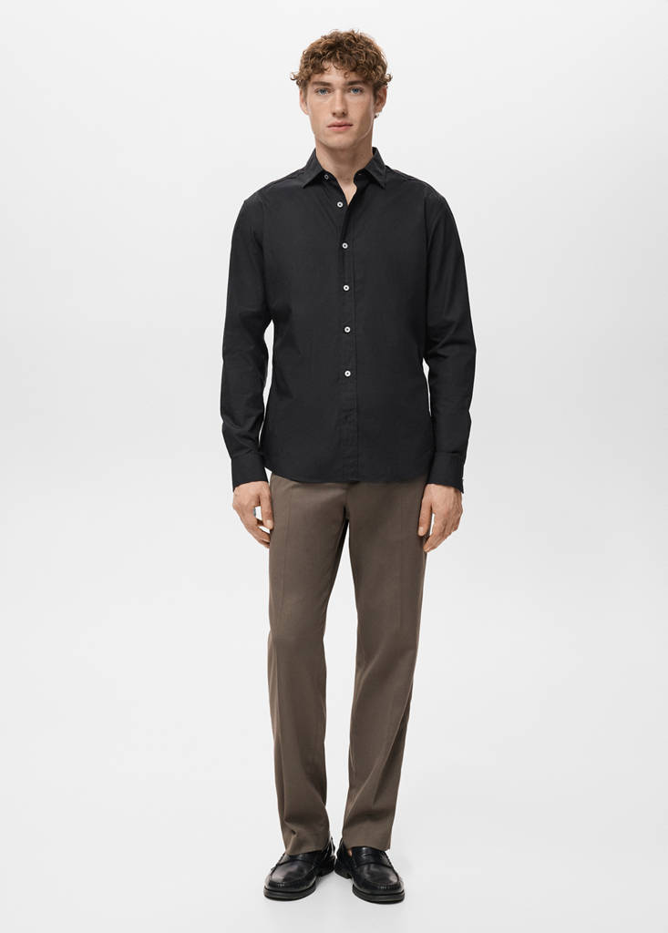 Regular-fit 100% cotton shirt — Black