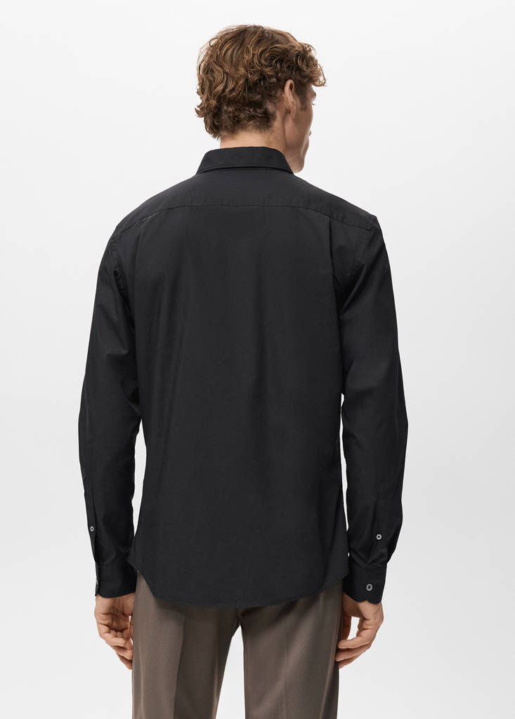 Regular-fit 100% cotton shirt — Black