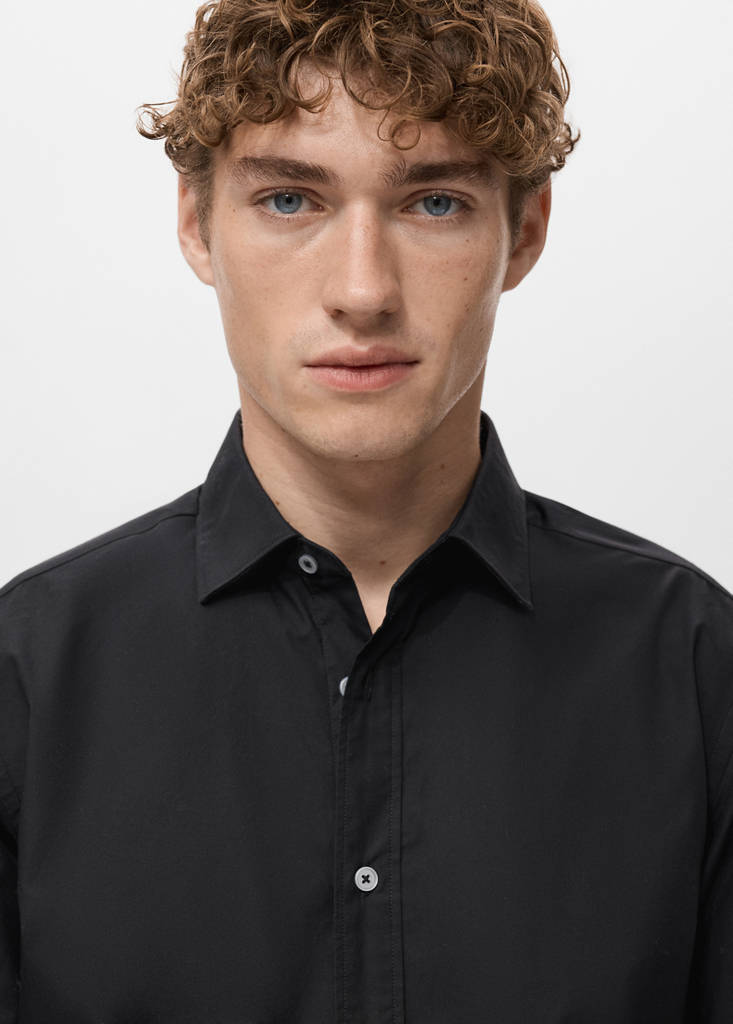 Regular-fit 100% cotton shirt — Black