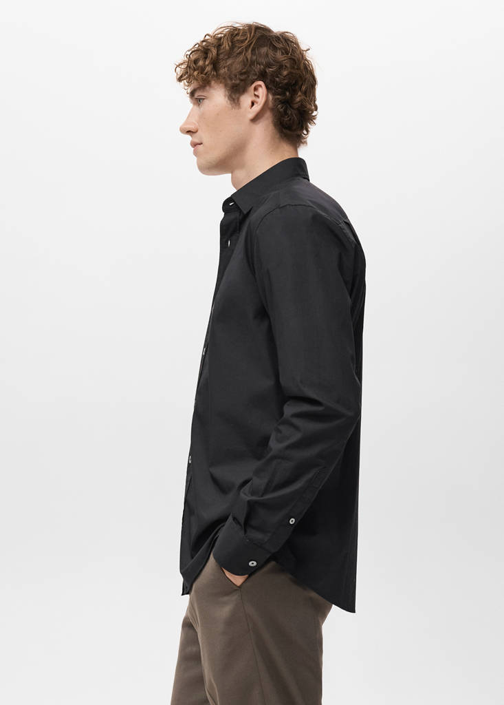 Regular-fit 100% cotton shirt — Black