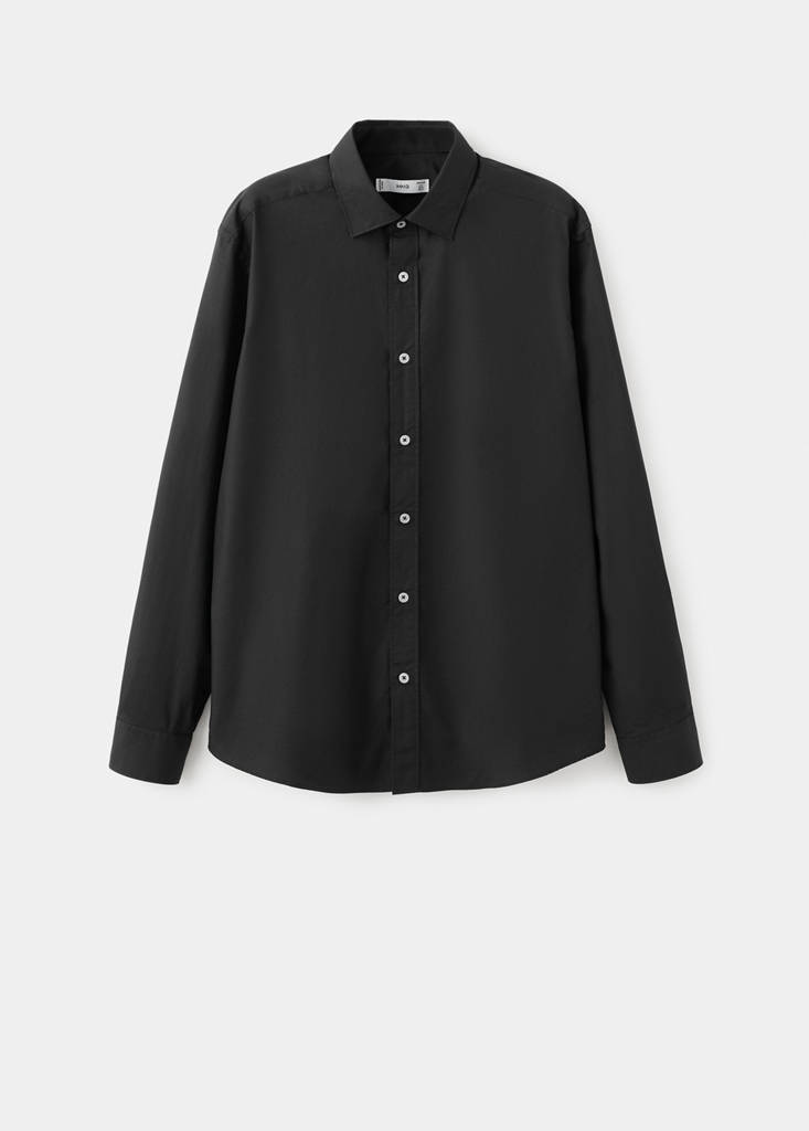 Regular-fit 100% cotton shirt — Black