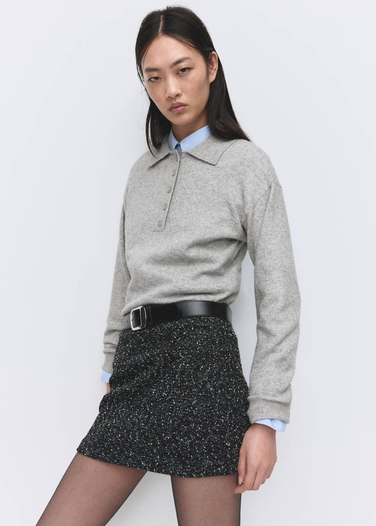 Flecked knit skirt — Black