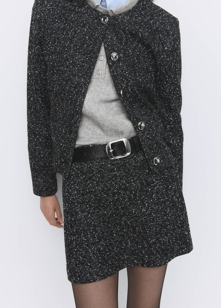 Flecked knit skirt — Black