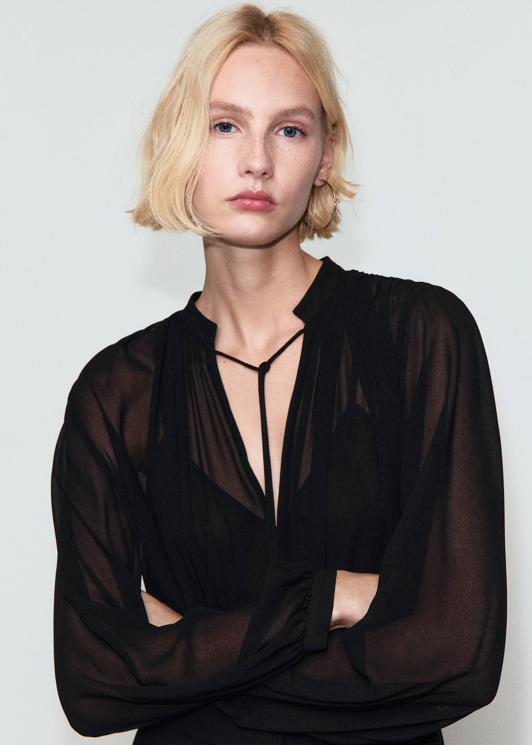 Combined V-neck jumpsuit - Details of the article 1