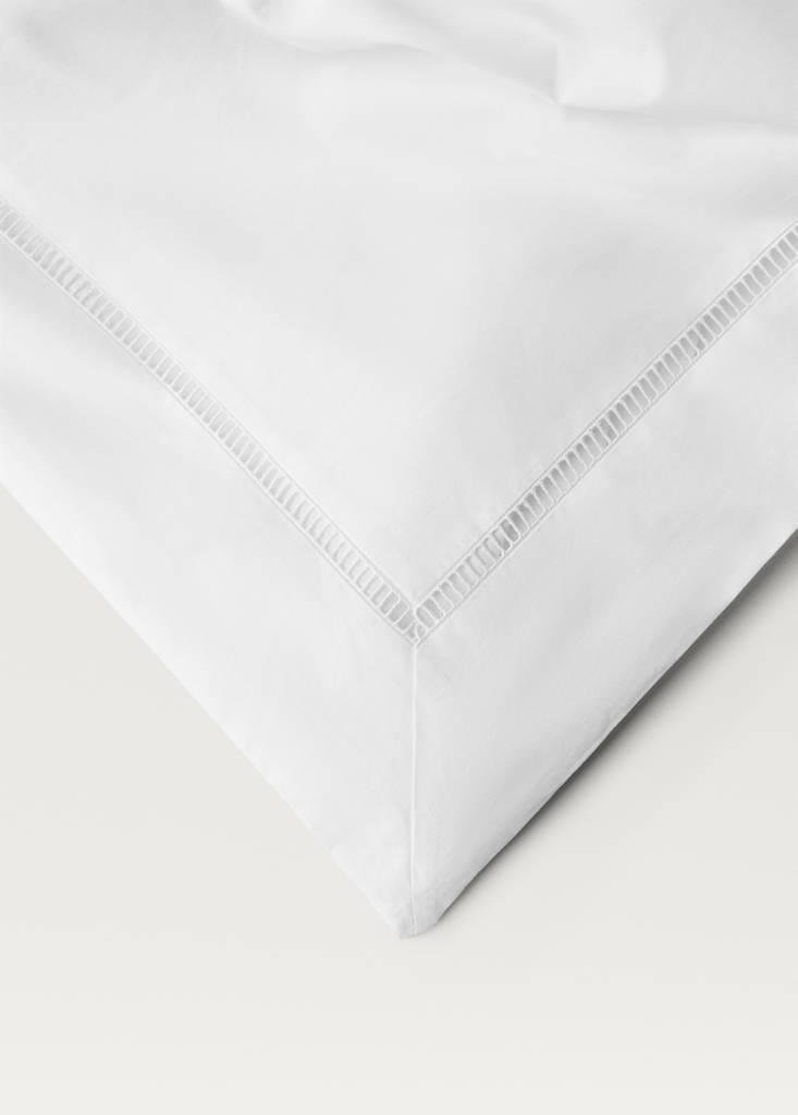 Percale cotton duvet cover with hemstitch for 200 cm bed — White