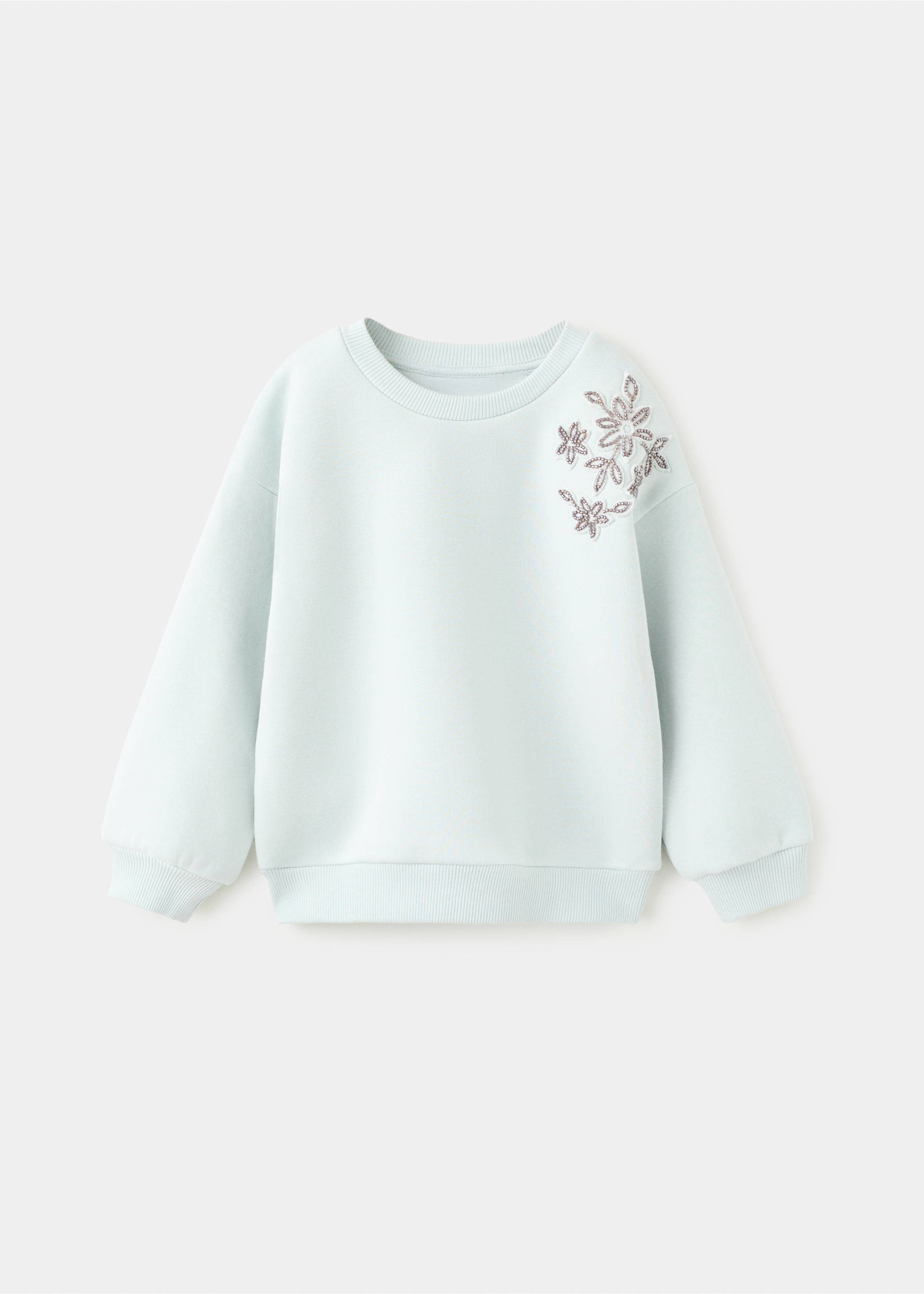 Bead detail sweatshirt - Article without model, Aqua Green. Ref: 27091301-00.