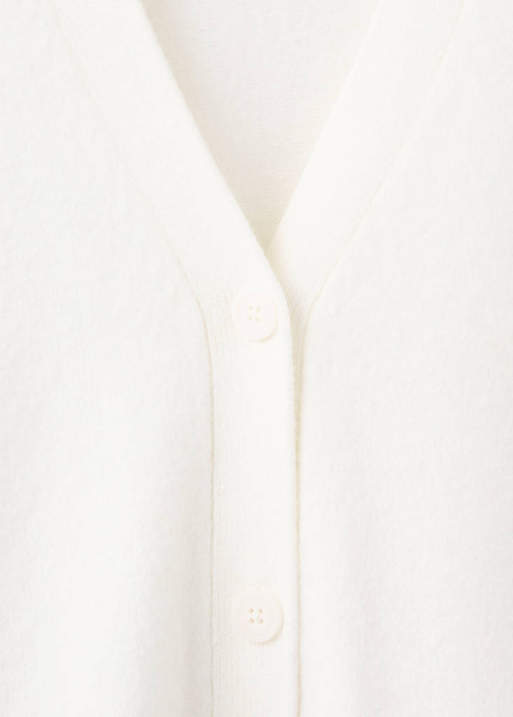 V-neck knitted cardigan — White