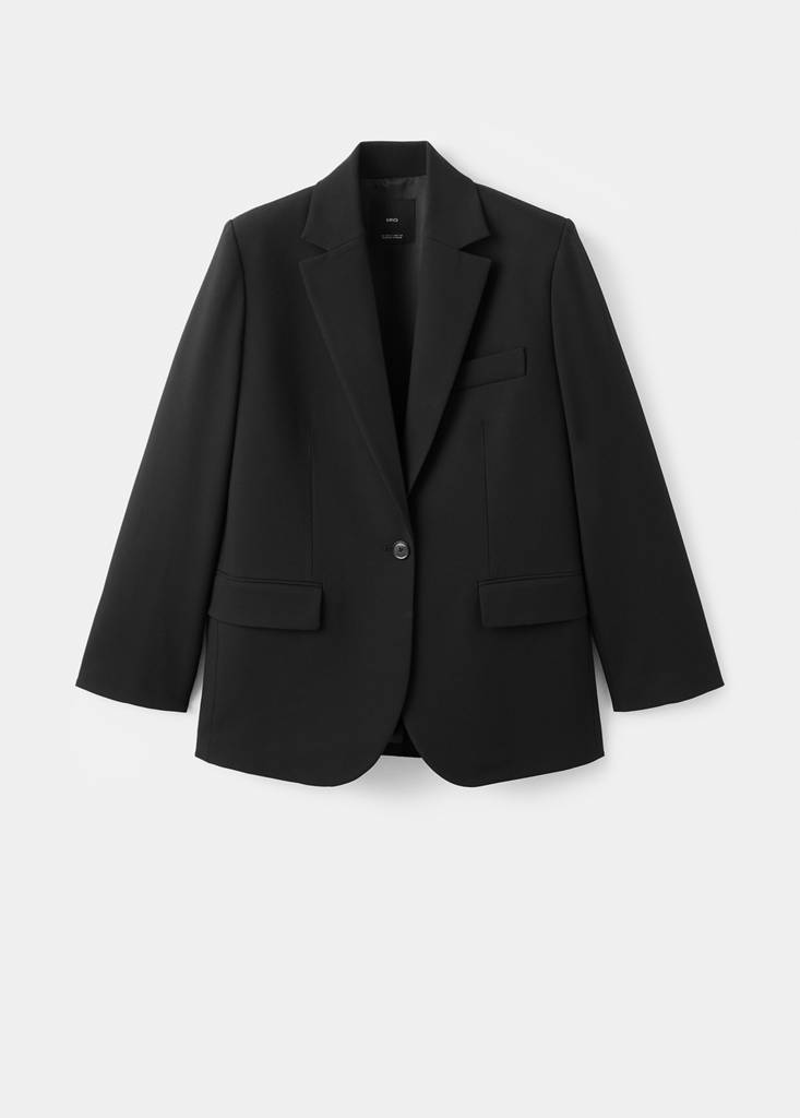 Straight suit jacket with lapel pockets — Black