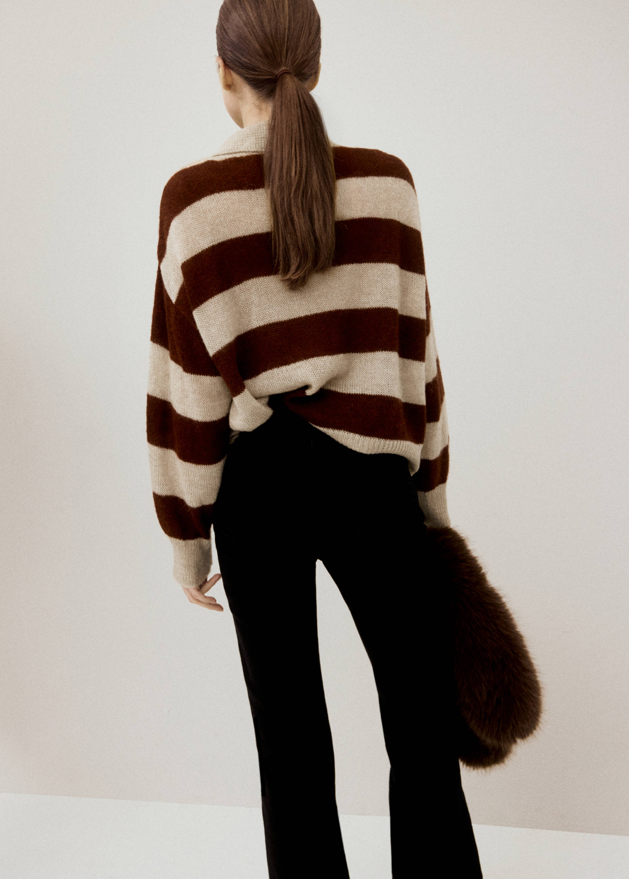 Striped polo-neck sweater - Reverse of the article