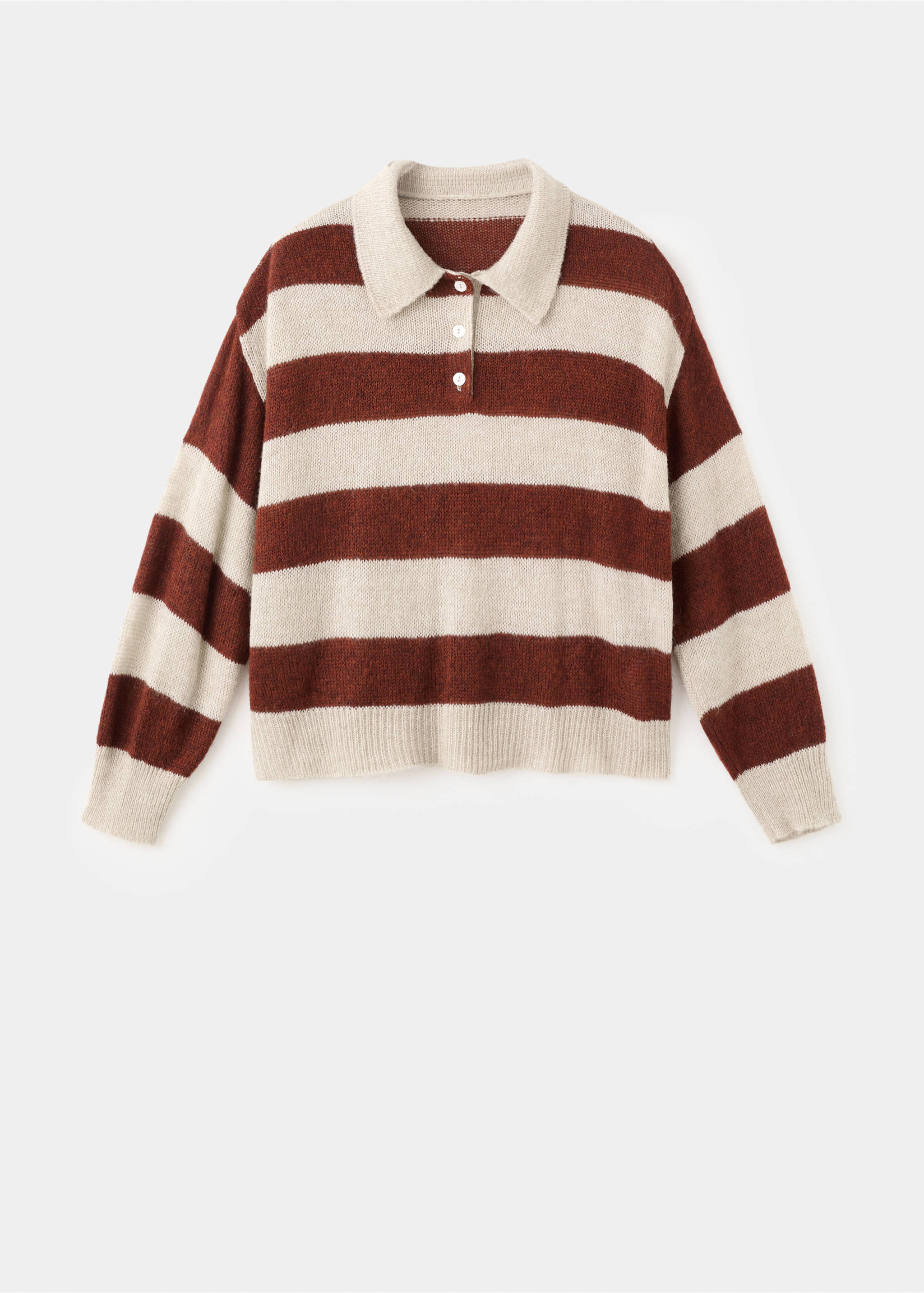 Striped polo-neck sweater - Article without model, Light/Pastel Grey. Ref: 27091306-00.