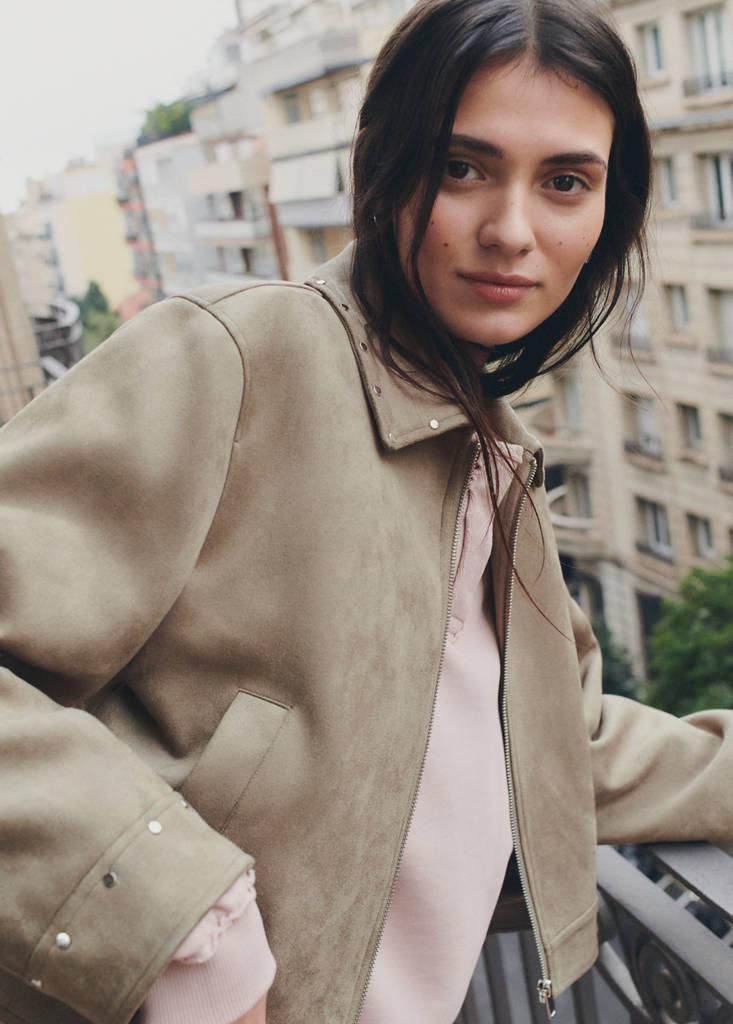 Suede effect jacket — Medium Green