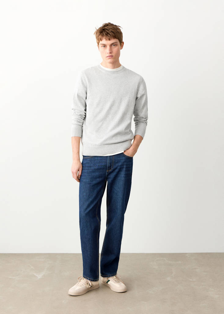 Knitted cotton sweater — Light Heather Grey