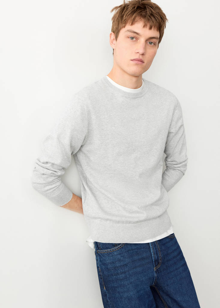 Knitted cotton sweater — Light Heather Grey