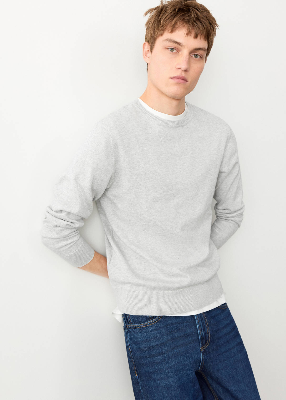 Knitted cotton sweater — Light Heather Grey