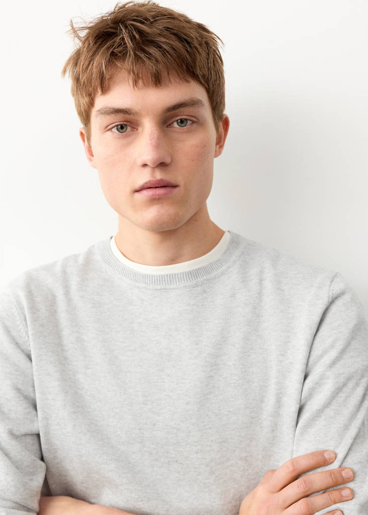 Knitted cotton sweater — Light Heather Grey