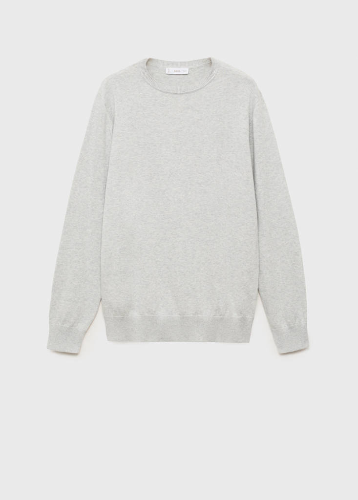 Knitted cotton sweater — Light Heather Grey