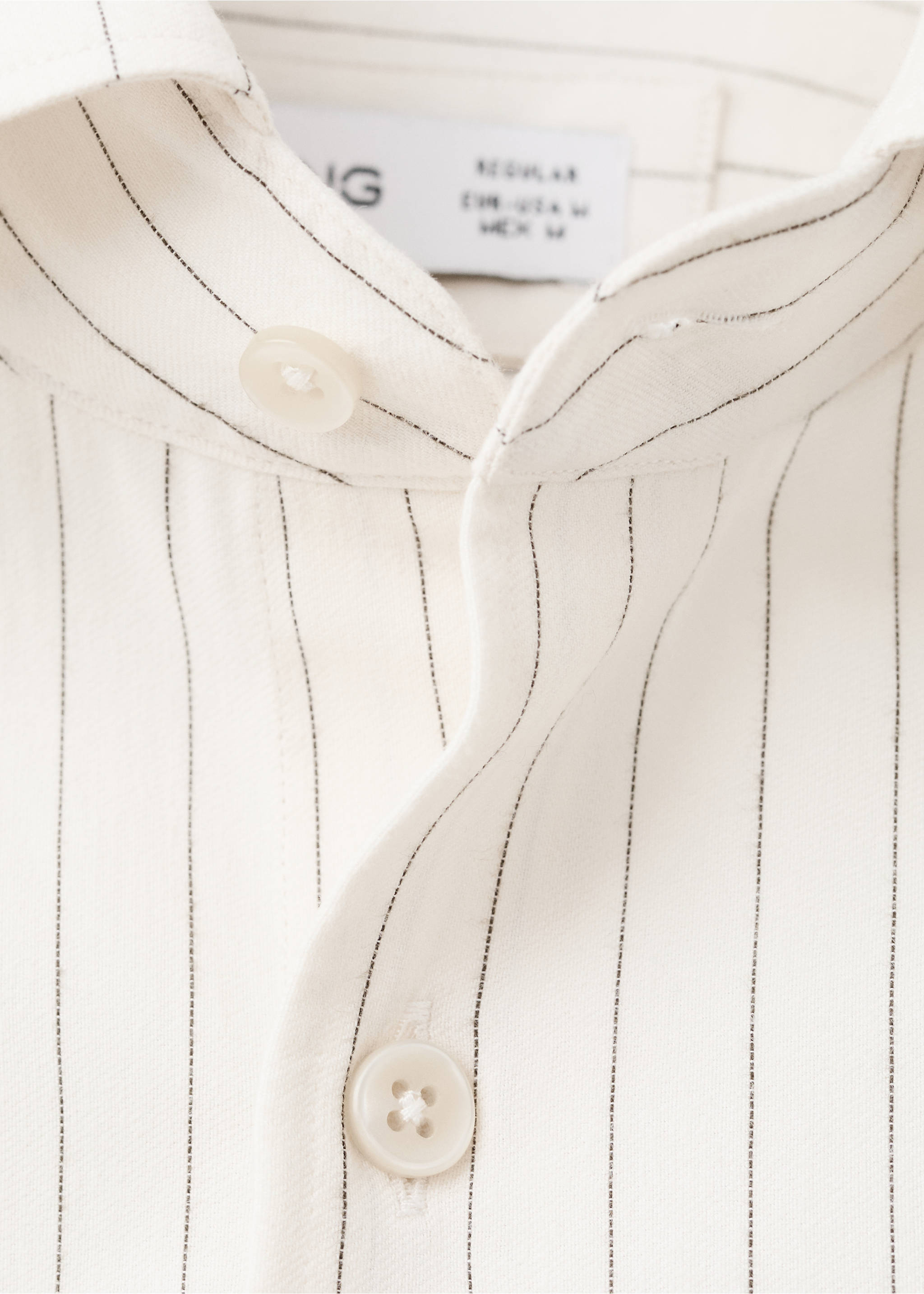 Gestreiftes Hemd 100% Baumwolle Regular Fit - Detail des Artikels 8, Sandfarben. Ref: 27091314-00.