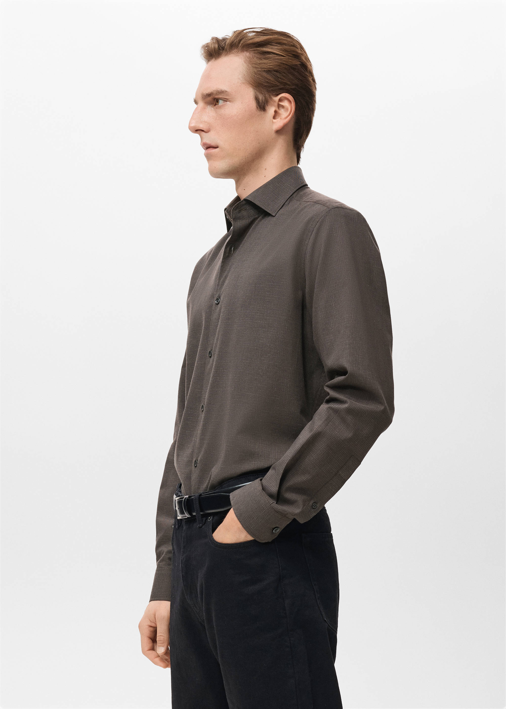 100% cotton regular-fit striped shirt - Details of the article 2