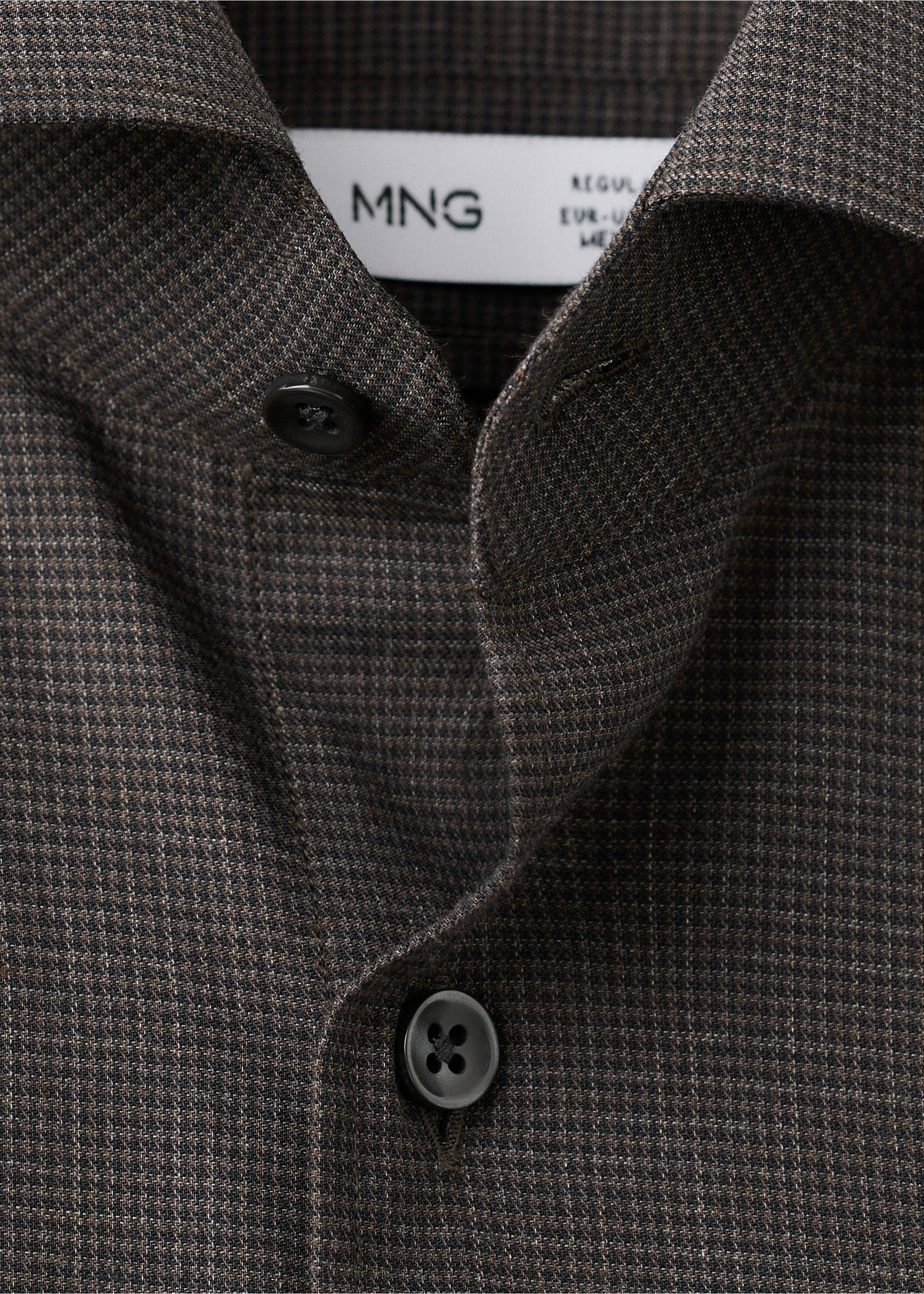 Gestreiftes Hemd 100% Baumwolle Regular Fit - Detail des Artikels 8, Braun. Ref: 27091314-00.