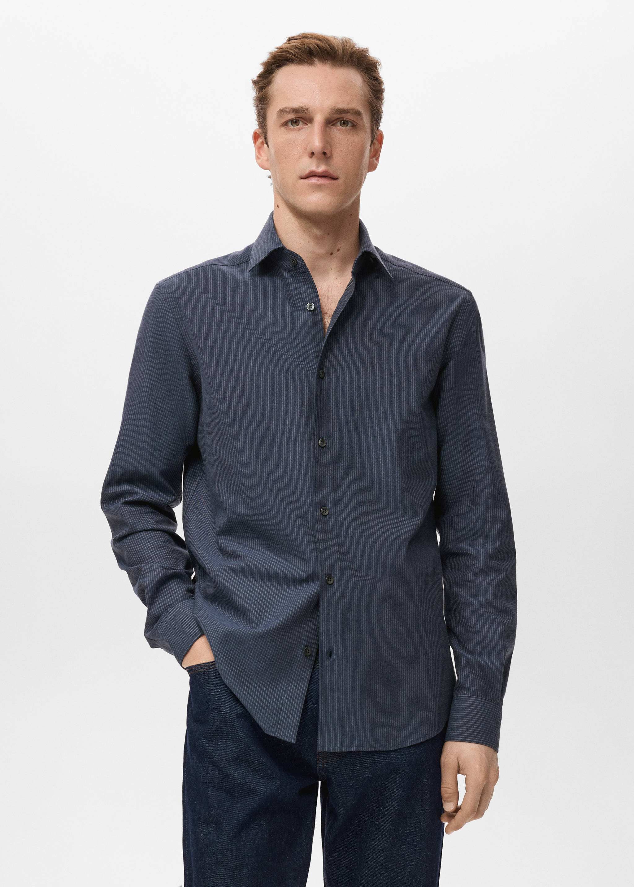 100% cotton regular-fit striped shirt - Medium plane