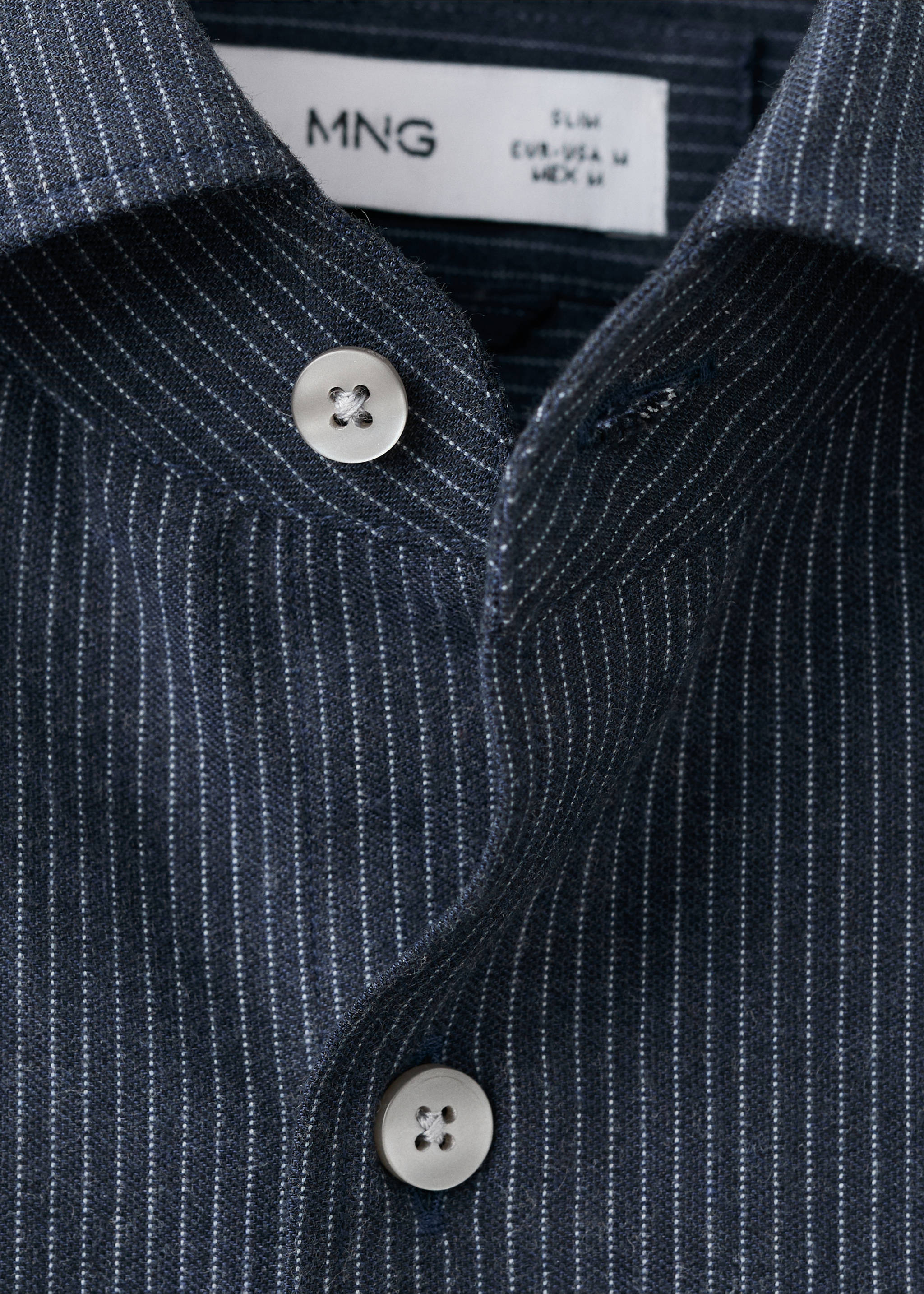 Camisa rayas 100% algodón regular fit - Detalle del artículo 8, Azul noche. Ref: 27091314-00.