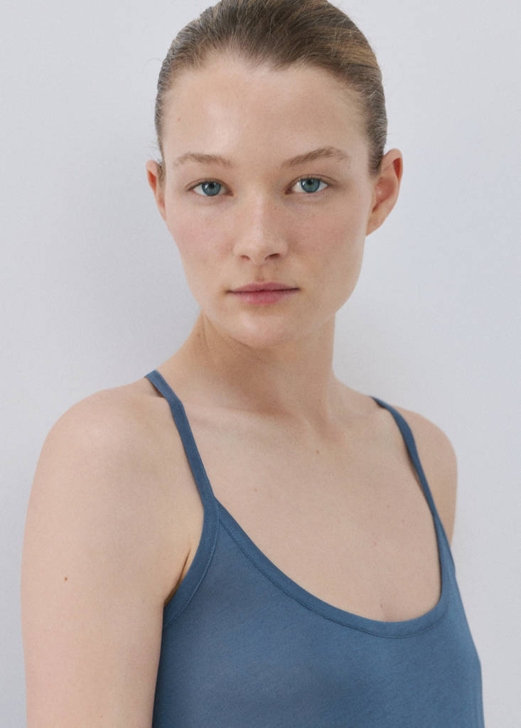 Micro-modal nightgown with straps — Blue