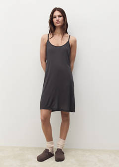 Micro-modal nightgown with straps — Charcoal 2