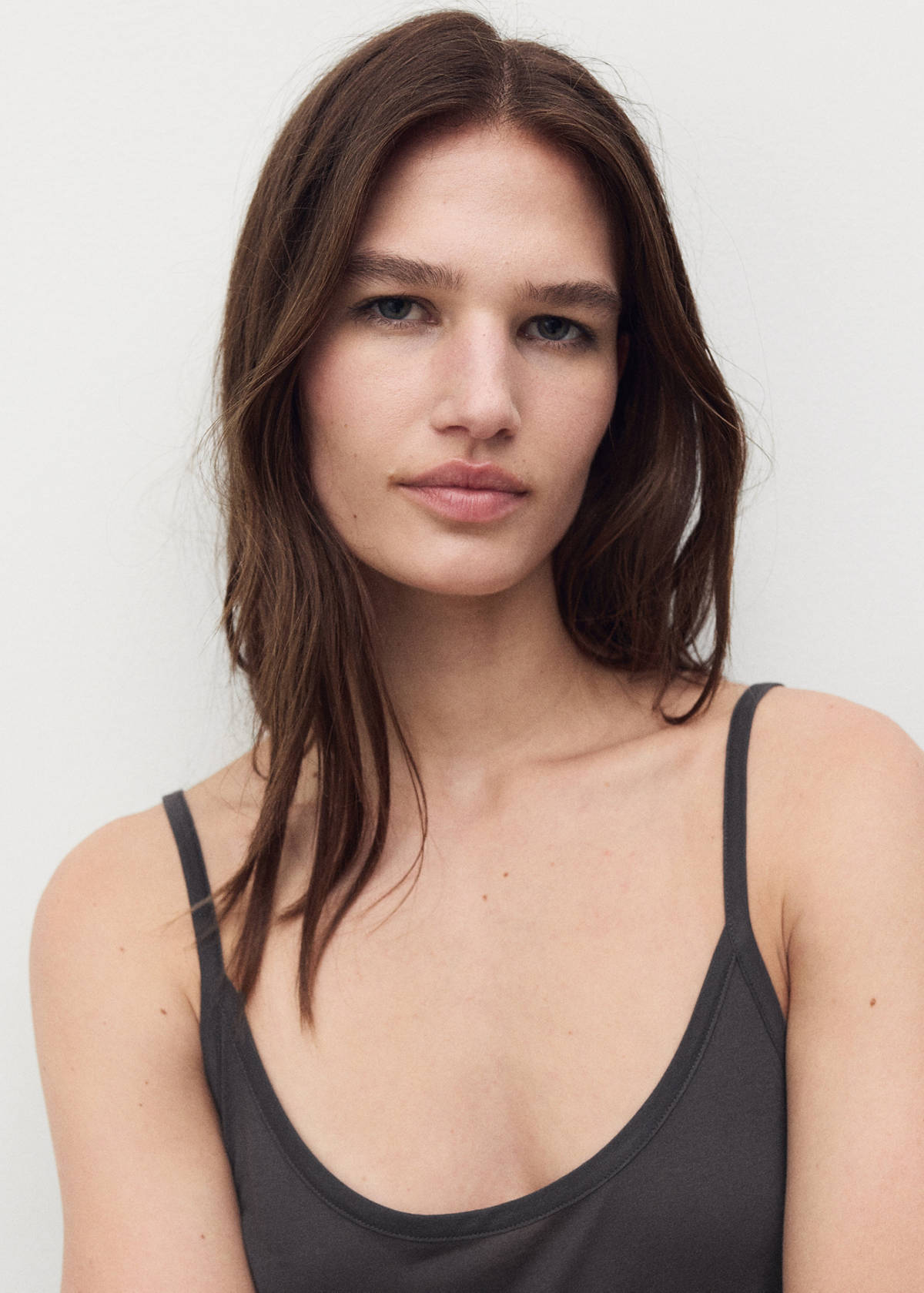 Micro-modal nightgown with straps — Charcoal