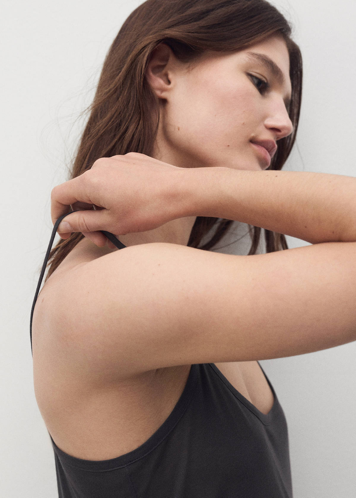 Micro-modal nightgown with straps — Charcoal