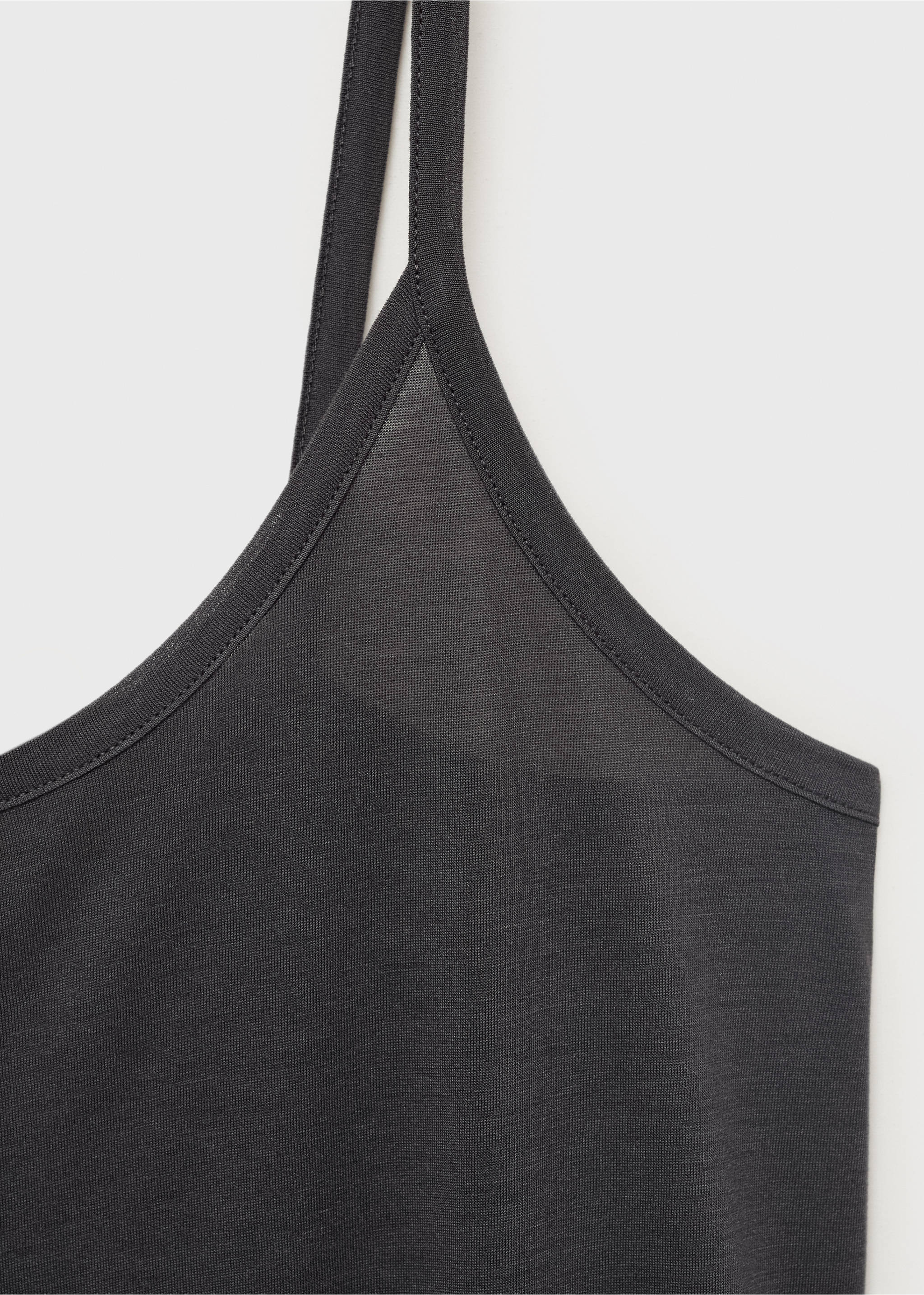 Micro-modal nightgown with straps - Details of the article 8, Charcoal. Ref: 27091319-00.