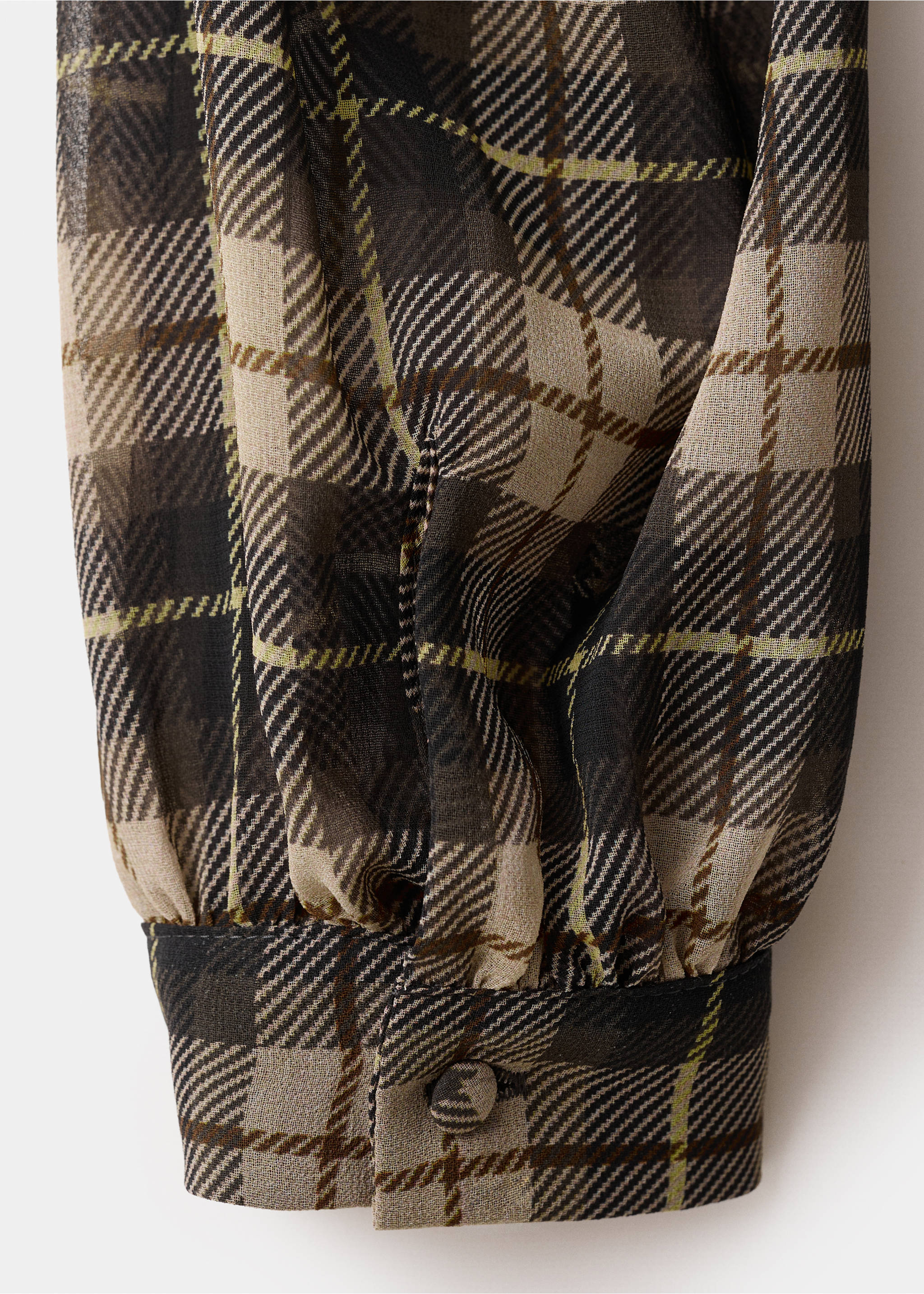 Blouse with check pattern and foulard collar - Details of the article 0, Black. Ref: 27091320-00.