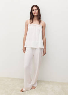 Long cotton pyjama trousers — White 2