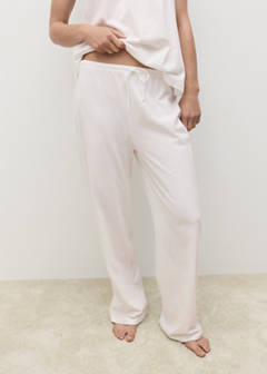Long cotton pyjama trousers — White 1