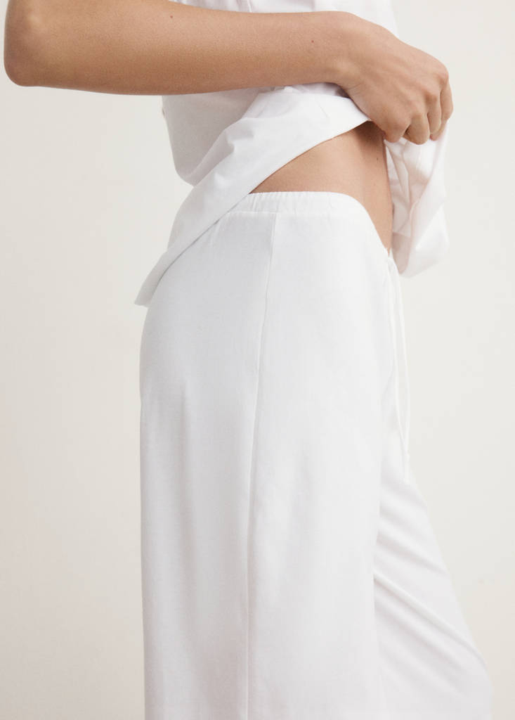 Long cotton pyjama trousers — White