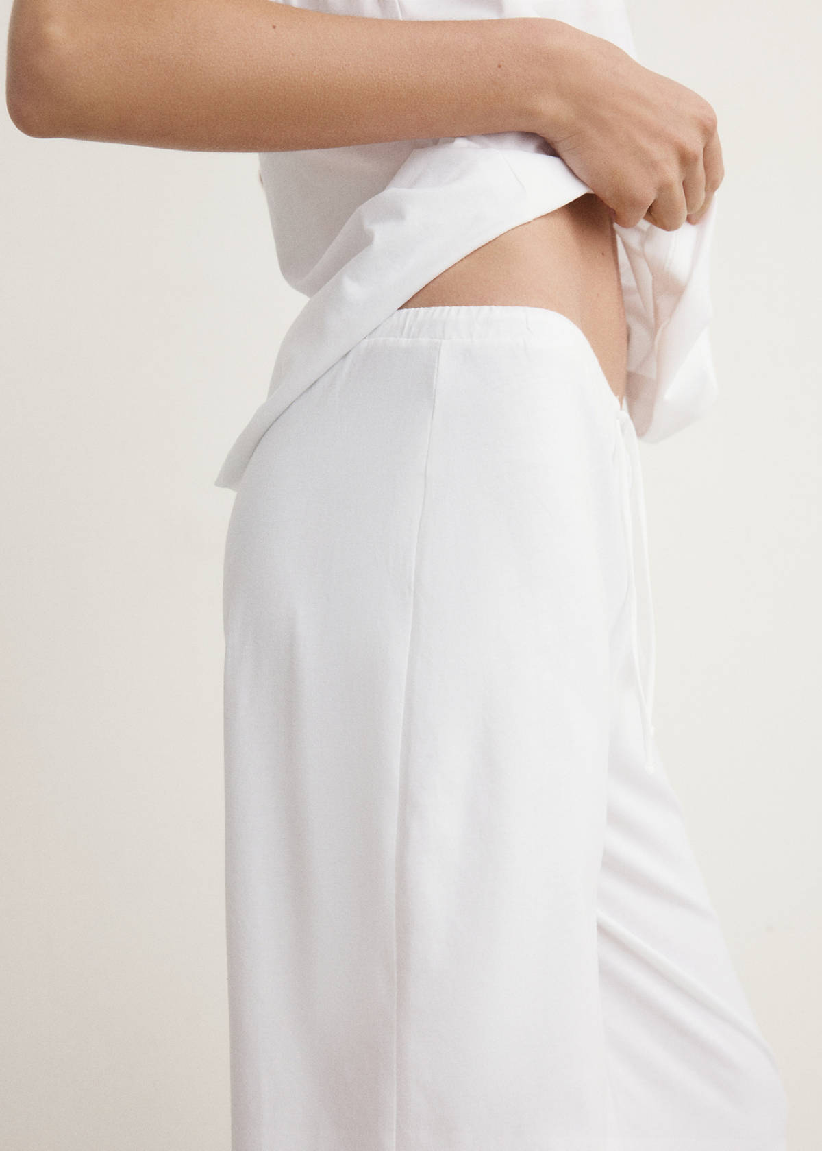 Long cotton pyjama trousers — White