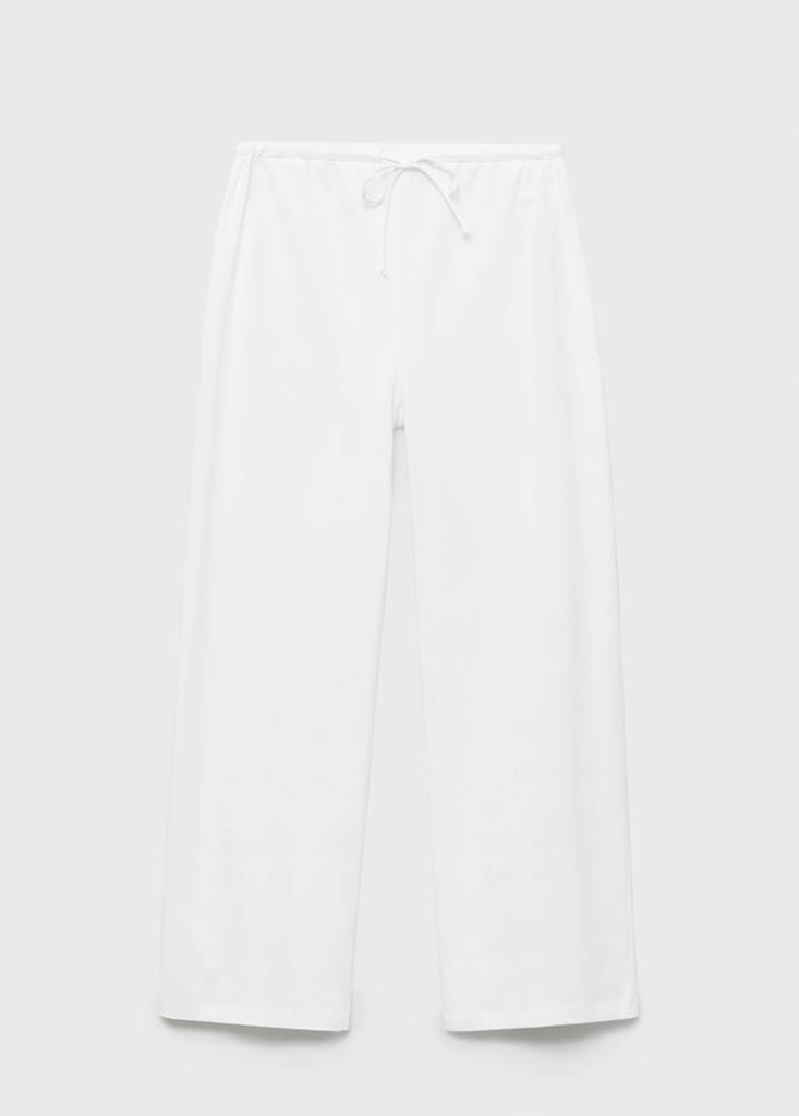 Long cotton pyjama trousers — White