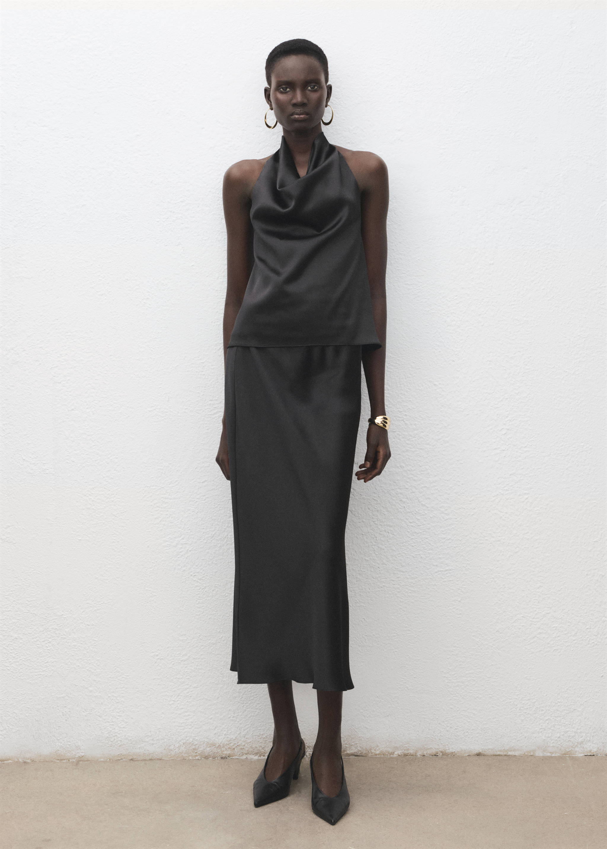 Satin long skirt - General plane