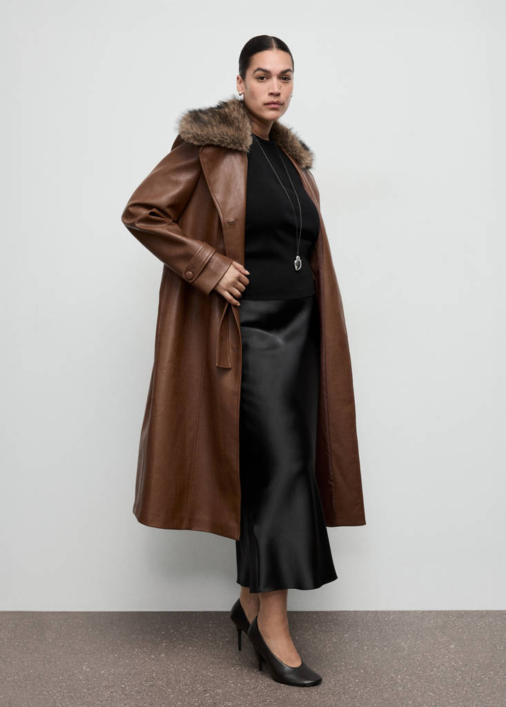 Satin long skirt — Black