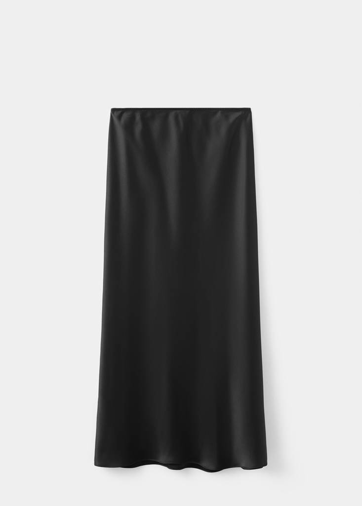 Satin long skirt — Black